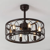 Celeste 21.6" 6-Light Industrial Farmhouse 6-Speed Metal Mobile-App/Remote-Controlled Caged LED Ceiling Fan - JONATHAN Y