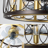 Celeste 21.6" 6-Light Industrial Farmhouse 6-Speed Metal Mobile-App/Remote-Controlled Caged LED Ceiling Fan - JONATHAN Y