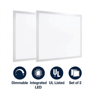 2 ft. X 2 ft. 40-Watt Dimmable Integrated LED Flat Panel Light with 4400 Lumens 5000K Set 2 White – ICONS