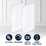 2 ft. X 4 ft. 50-Watt Dimmable Integrated LED Flat Panel Light with 5500 Lumens 5000K Set 2 White – ICONS