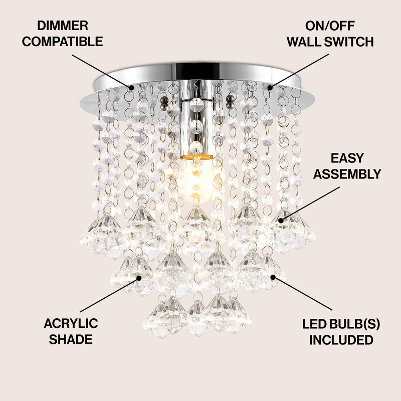 Lillibet 9.88" Traditional Transitional Iron LED Semi Flush Mount - JONATHAN Y