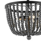 Drift Wood Bead 16" Bohemian Farmhouse Iron LED Semi Flush Mount - JONATHAN Y