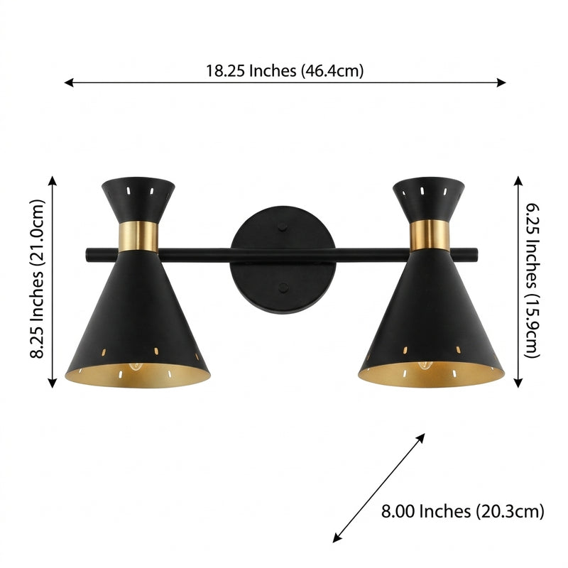 Elroy 18.25" Iron Retro Contemporary LED Track Light Black/Gold / 2 Sockets – DIM