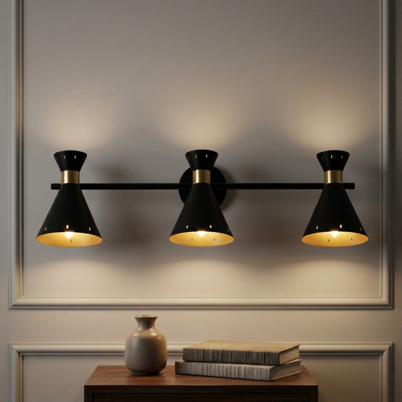 Elroy 18.25" Iron Retro Contemporary LED Track Light Black/Gold / 3 Sockets – AI-ON