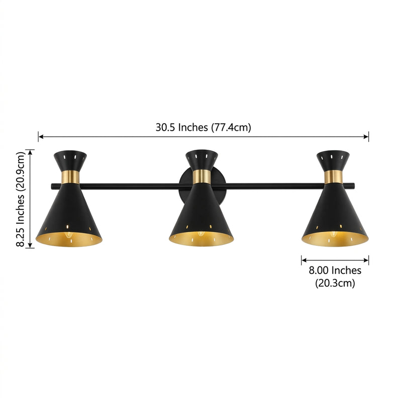 Elroy 18.25" Iron Retro Contemporary LED Track Light Black/Gold / 3 Sockets – DIM