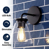 Kondo Modern Farmhouse Iron LED Vanity Oil Rubbed Bronze/Clear / 1 Light – ICONS
