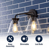 Kondo Modern Farmhouse Iron LED Vanity Oil Rubbed Bronze/Clear / 2 Light – ICONS