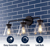 Kondo Modern Farmhouse Iron LED Vanity Oil Rubbed Bronze/Clear / 3 Light – ICONS