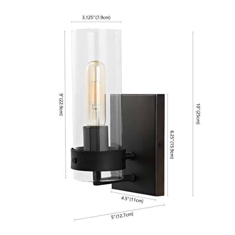 Harper 4.5" Coastal Minimalist Iron/Glass LED Sconce Set 2