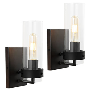 Harper 4.5" Coastal Minimalist Iron/Glass LED Sconce Set 2