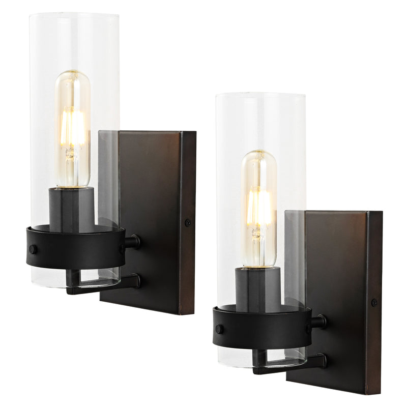 Harper 4.5" Coastal Minimalist Iron/Glass LED Sconce Set 2