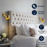 Tierra 7" Modern Midcentury Iron LED Sconce with Pull-Chain Switch Set 2 Brass Gold (Set of 2) / 1 Socket – ICONS
