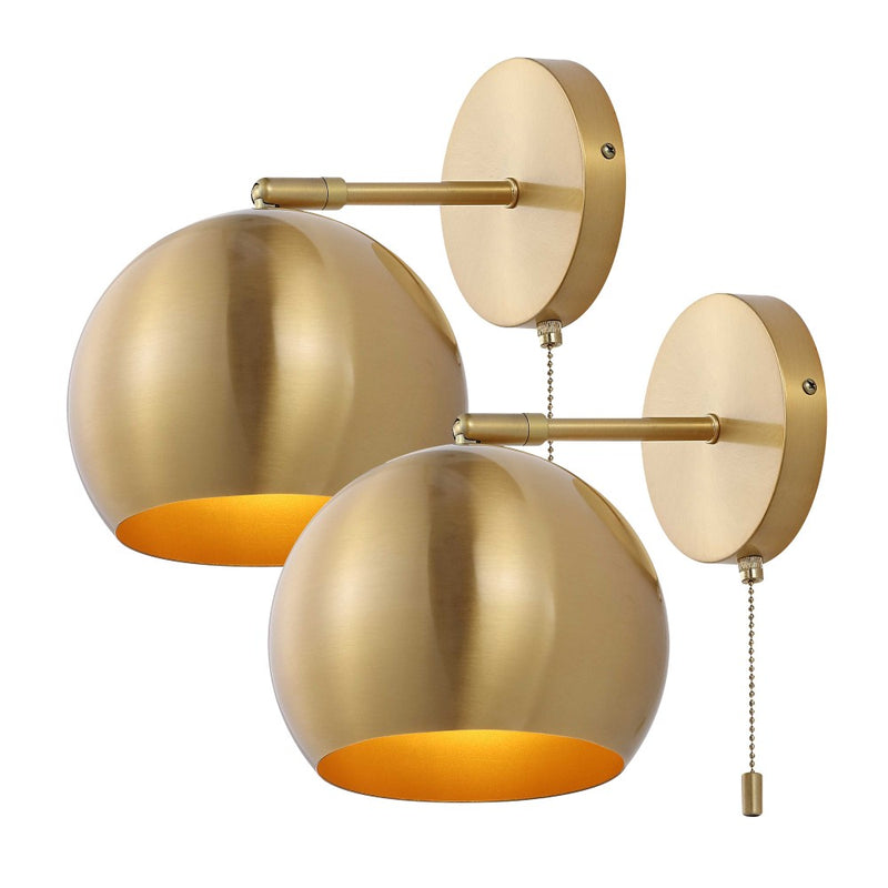 Tierra 7" Modern Midcentury Iron LED Sconce with Pull-Chain Switch - JONATHAN Y