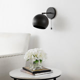Tierra 7" Modern Midcentury Iron LED Sconce with Pull-Chain Switch - JONATHAN Y