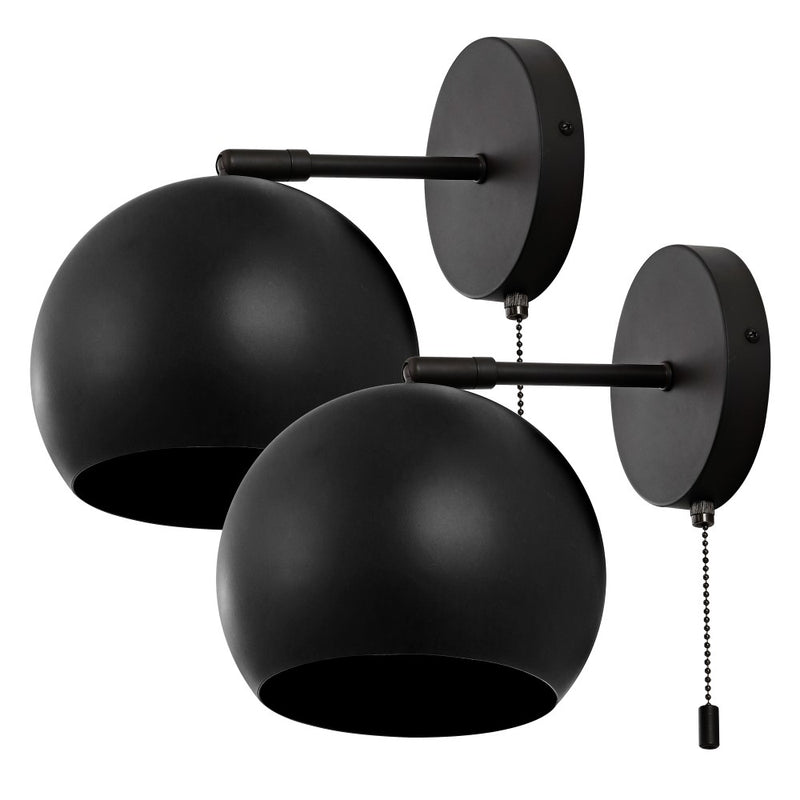 Tierra 7" Modern Midcentury Iron LED Sconce with Pull-Chain Switch - JONATHAN Y
