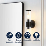 Quinn 15.5"  Mid-Century Modern Iron/Acrylic LED Sconce Oil Rubbed Bronze/Clear / 2 Sockets – ICONS