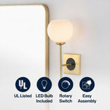 Sylvie 6" Coastal French Country Iron LED Sconce Brass Gold/White / 1 Socket – ICONS