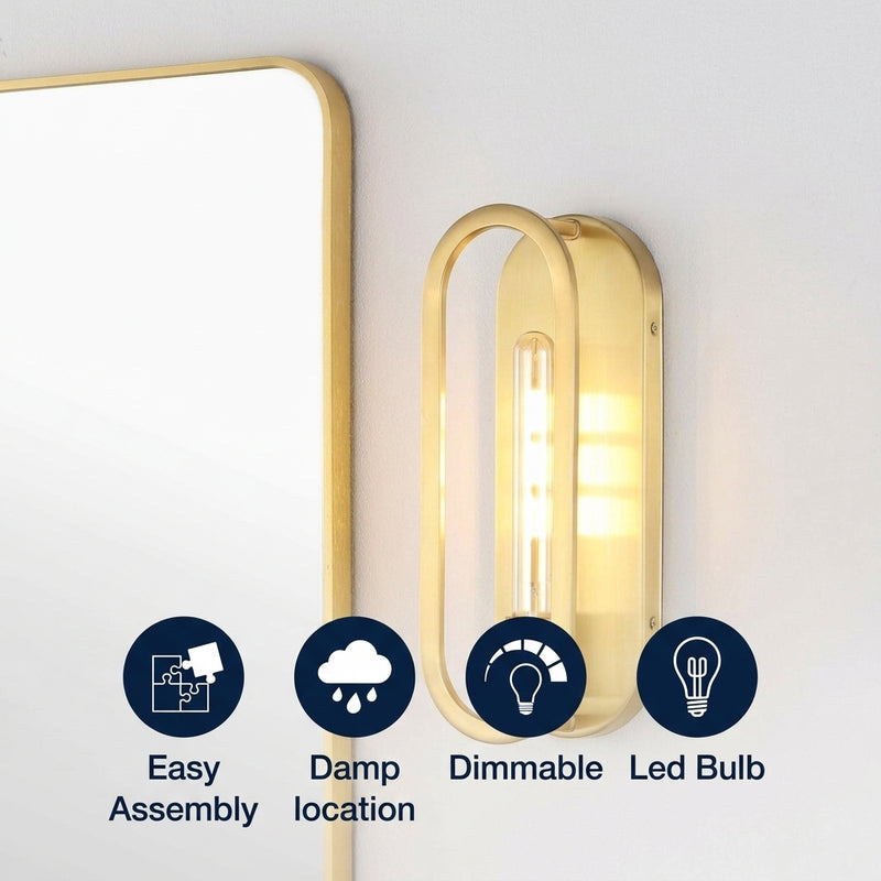 Emilia 4.75" Modern Bohemian Iron LED Sconce Brass Gold / 1 Socket – ICONS