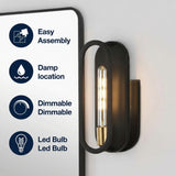 Emilia 4.75" Modern Bohemian Iron LED Sconce Black/Brass Gold / 1 Socket – ICONS