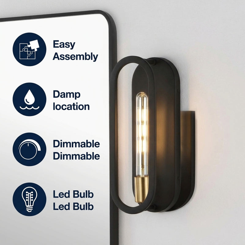 Emilia 4.75" Modern Bohemian Iron LED Sconce Black/Brass Gold / 1 Socket – ICONS