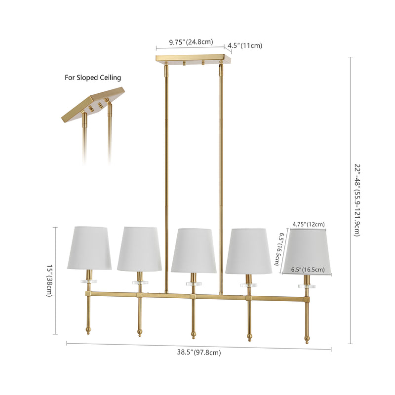 Sophie 38.5" Modern Midcentury Iron Linear LED Pendant - JONATHAN Y