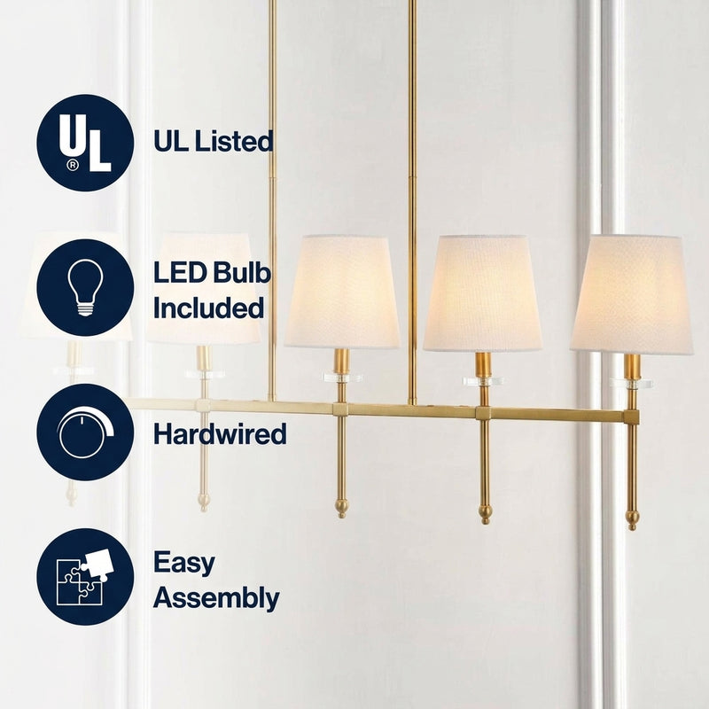 Sophie 38.5" Modern Midcentury Iron Linear LED Pendant Brass Gold / 5 Sockets – ICONS