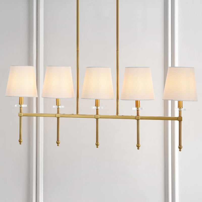 Sophie 38.5" Modern Midcentury Iron Linear LED Pendant - JONATHAN Y