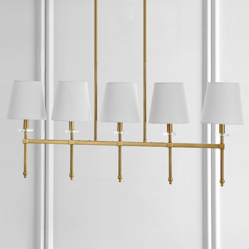 Sophie 38.5" Modern Midcentury Iron Linear LED Pendant - JONATHAN Y