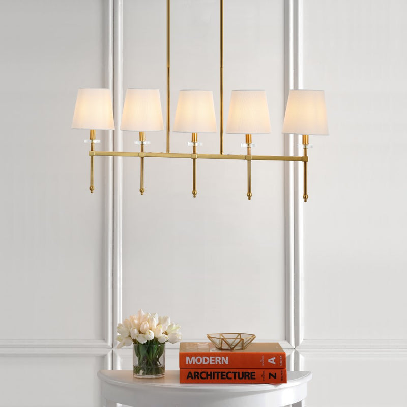 Sophie 38.5" Modern Midcentury Iron Linear LED Pendant - JONATHAN Y
