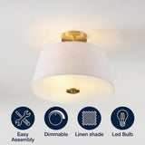 Isabella 15" Modern Midcentury Iron LED Semi Flush Mount Brass Gold – ICONS