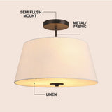 Isabella 15" Modern Midcentury Iron LED Semi Flush Mount