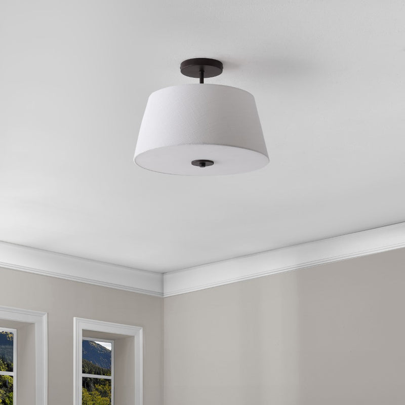 Isabella 15" Modern Midcentury Iron LED Semi Flush Mount
