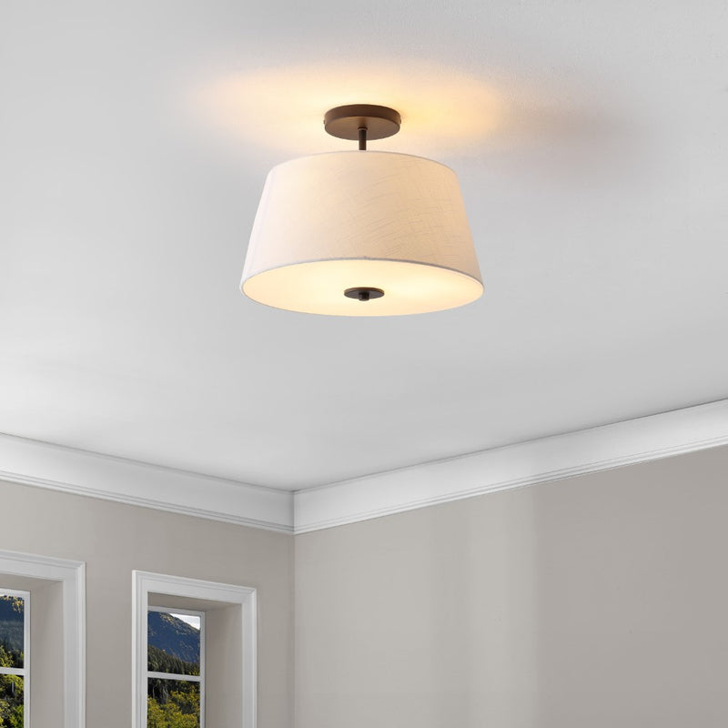 Isabella 15" Modern Midcentury Iron LED Semi Flush Mount