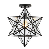 Ava 14.5" Farmhouse Bohemian Iron/Glass LED Semi Flush Mount - JONATHAN Y