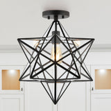 Ava 14.5" Farmhouse Bohemian Iron/Glass LED Semi Flush Mount - JONATHAN Y