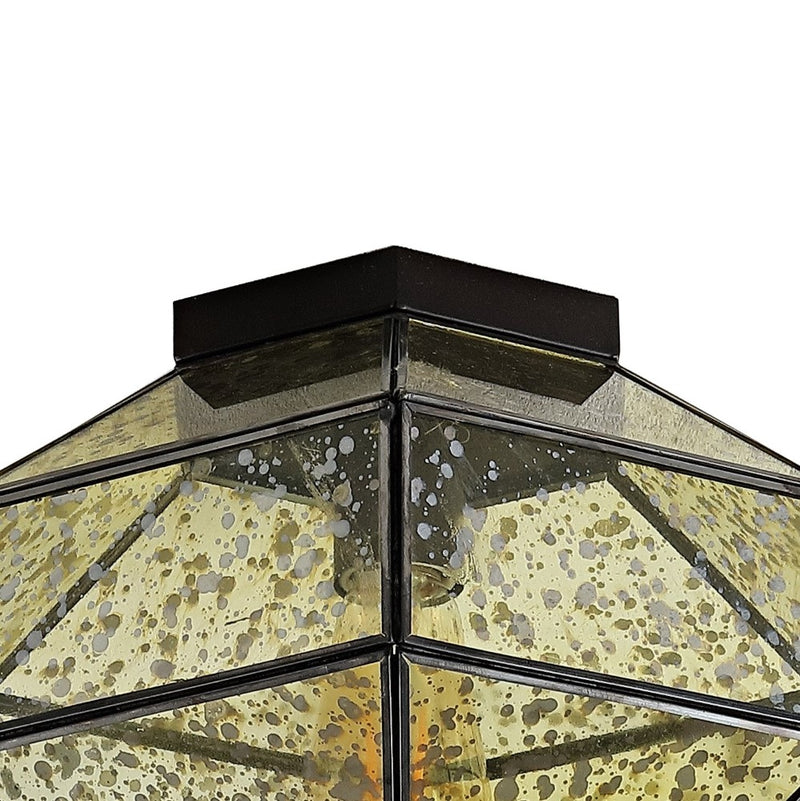 Evelyn 12.5" Vintage Farmhouse Iron/Glass LED Flush Mount - JONATHAN Y