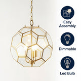 Bee 13.5" Modern Bohemian Iron/Glass LED Pendant Brass Gold/Clear / 3 Sockets – ICONS