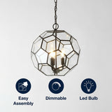 Bee 13.5" Modern Bohemian Iron/Glass LED Pendant Oil Rubbed Bronze/Clear / 3 Sockets – ICONS