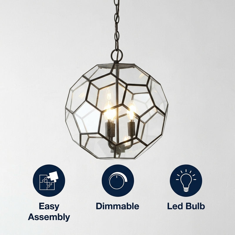 Bee 13.5" Modern Bohemian Iron/Glass LED Pendant Oil Rubbed Bronze/Clear / 3 Sockets – ICONS