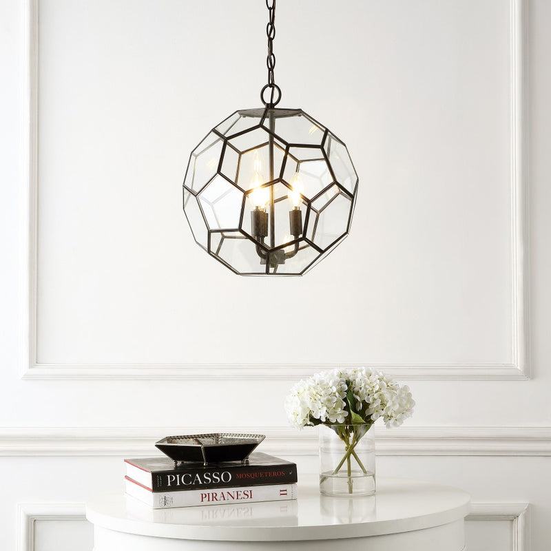 Bee 13.5" Modern Bohemian Iron/Glass LED Pendant - JONATHAN Y