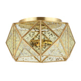 Violet 12.5" Industrial Vintage Iron/Glass LED Flush Mount - JONATHAN Y