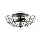 Theo 15.5" Farmhouse Rustic Iron/Glass LED Semi Flush Mount - JONATHAN Y