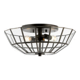 Theo 15.5" Farmhouse Rustic Iron/Glass LED Semi Flush Mount - JONATHAN Y