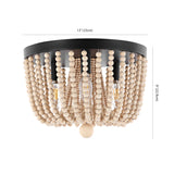 Eivissa 13" Coastal Farmhouse Iron/Wood Bead LED Flush Mount - JONATHAN Y