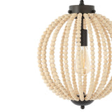 Abril 12.5"  Rustic Bohemian Iron/Wood Bead LED Pendant - JONATHAN Y