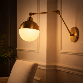 Alba 8"  Mid-Century Modern Arm-Adjustable Iron/Glass LED Sconce