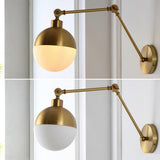 Alba 8"  Mid-Century Modern Arm-Adjustable Iron/Glass LED Sconce