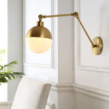 Alba 8"  Mid-Century Modern Arm-Adjustable Iron/Glass LED Sconce