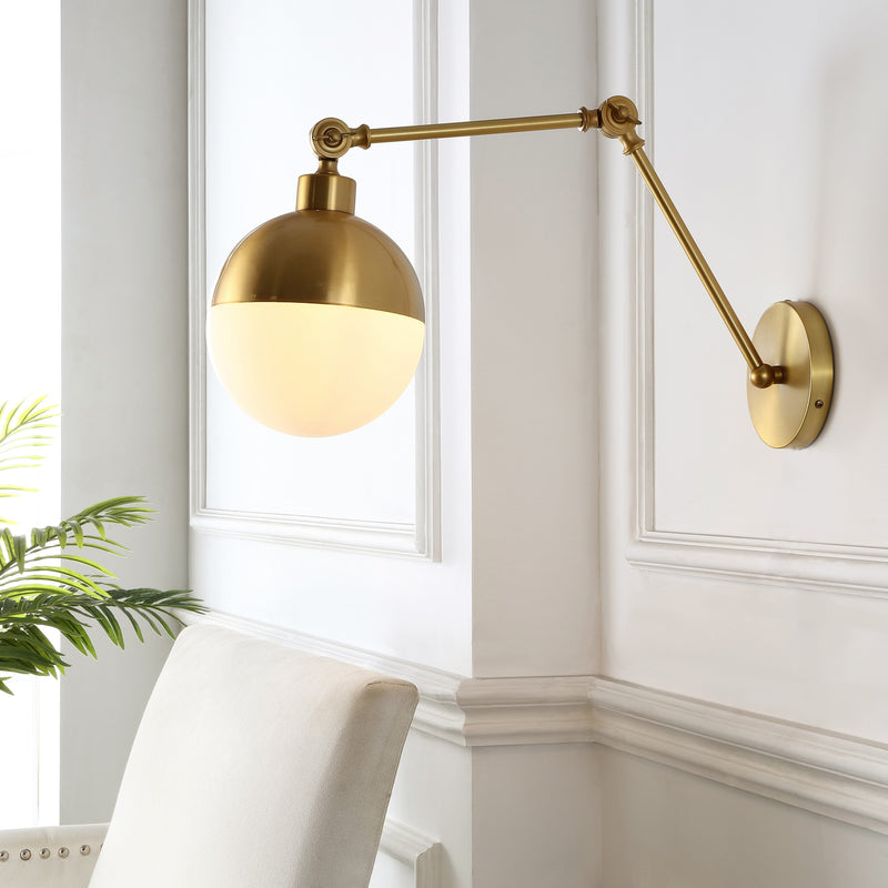 Alba 8"  Mid-Century Modern Arm-Adjustable Iron/Glass LED Sconce