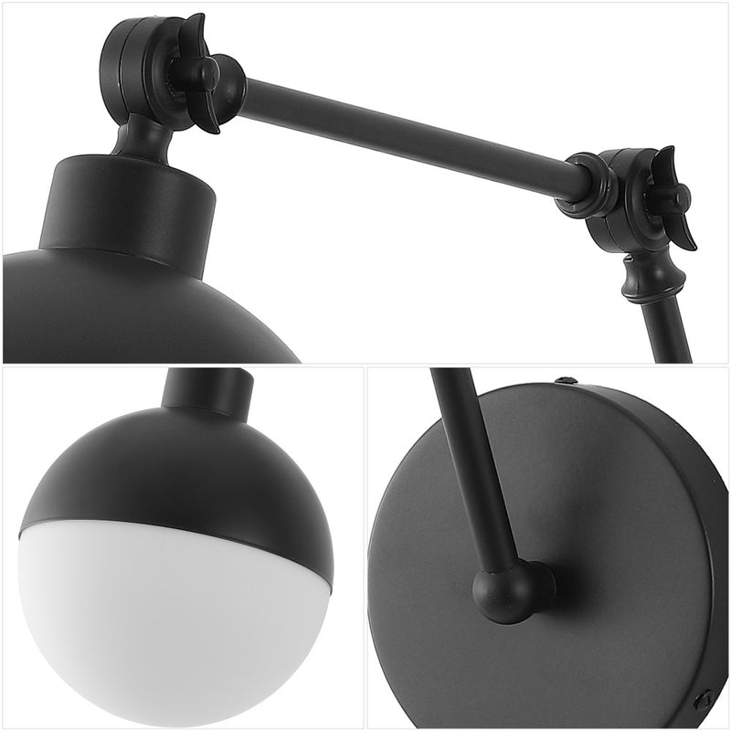 Alba 8"  Mid-Century Modern Arm-Adjustable Iron/Glass LED Sconce